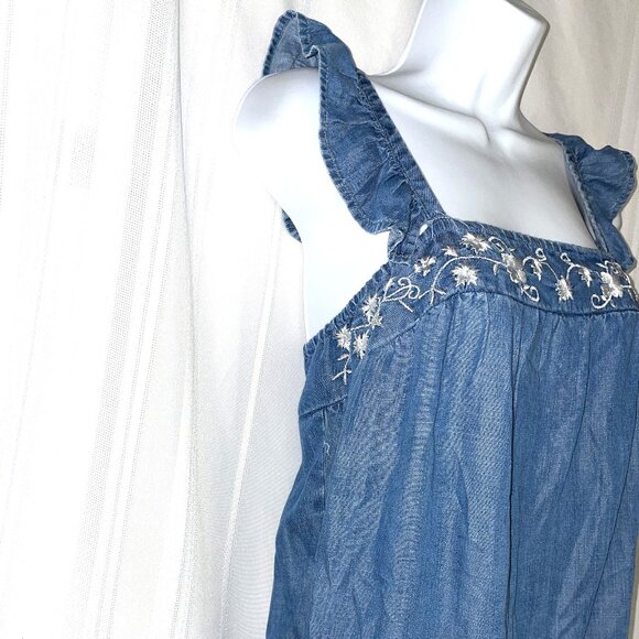 NWT Medium Francesca's Harper Heritage Embroidered Denim Boho Tank Top - Picture 4 of 8